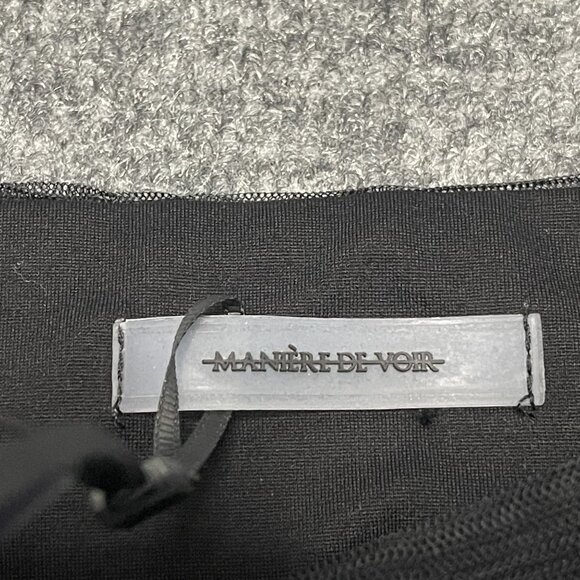 Manière De Voir Black Textured Mesh Overlay Flare Pants UK 4 / US 0 Womens - Picture 3 of 8